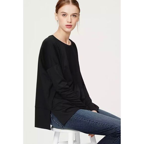 LOFT Drapey Ponte Tee, size medium - Picture 1 of 8